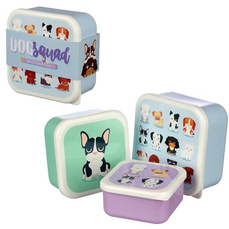 Dog Squad Set of 3 Lunch Box Snack Pots