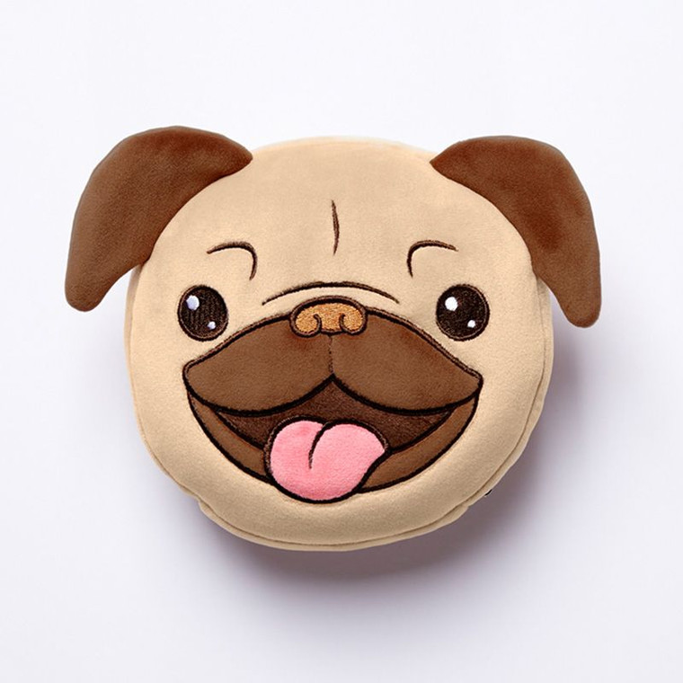 Mopps Pug Dog Round Plush Travel Pillow and Eye Mask