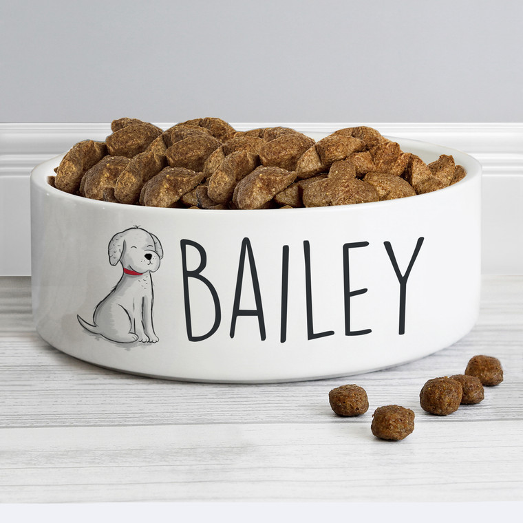 Personalised Ceramic Dog Bowl Scibble 14cm