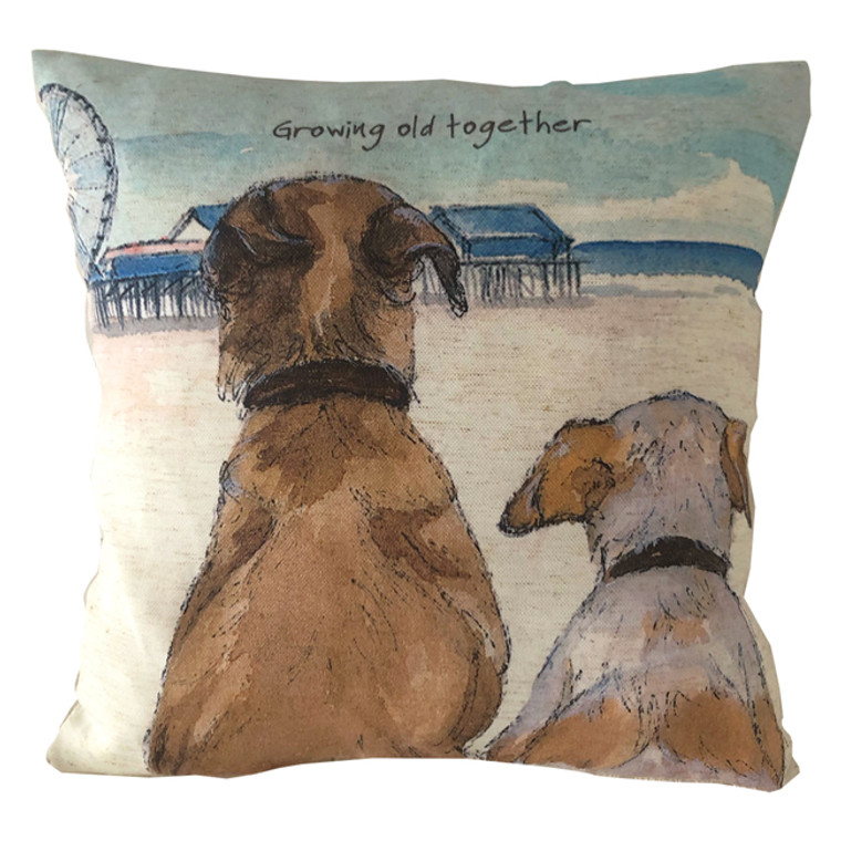 Dog Growing Old Square Cushion