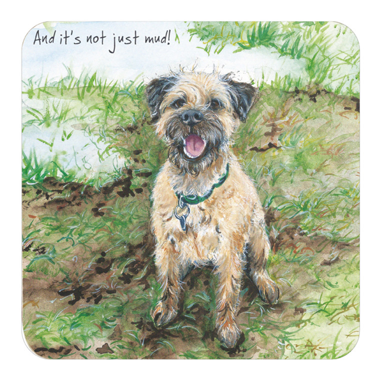 Border Terrier Dog Coaster - Mud