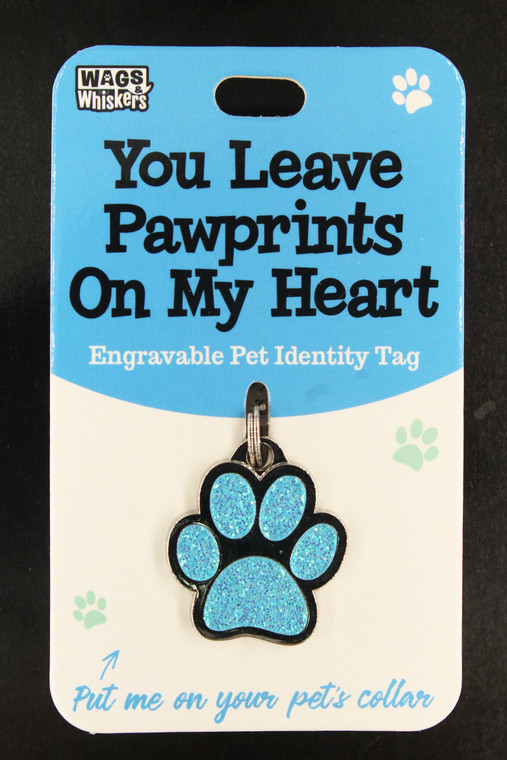 Wags Whiskers Pet Dog Tag - You Leave Pawprints Blue
