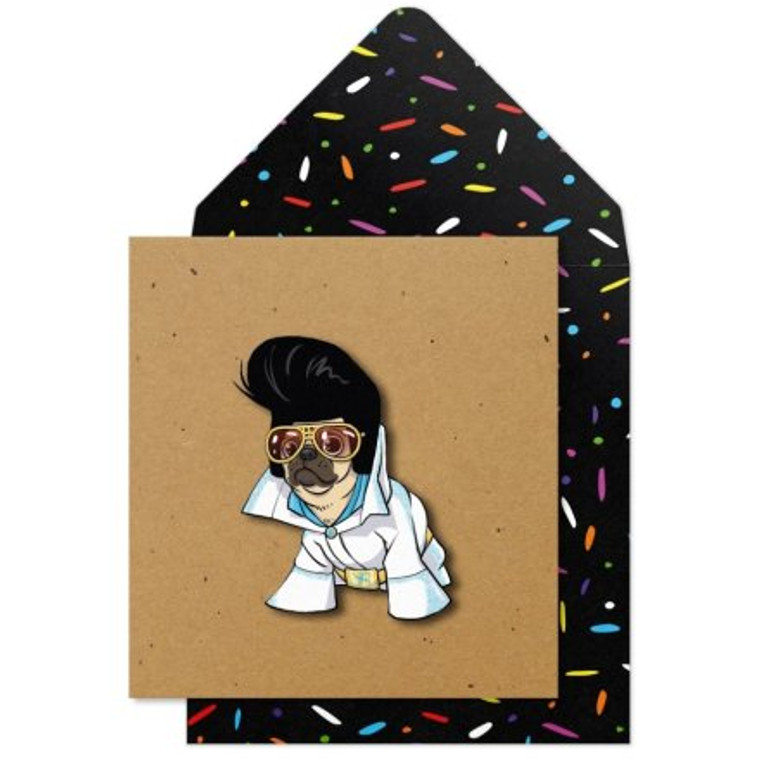 3D Dog Themed Birthday Card - Elvis Pug