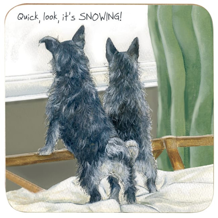Terrier Dog Coaster - Snow Day