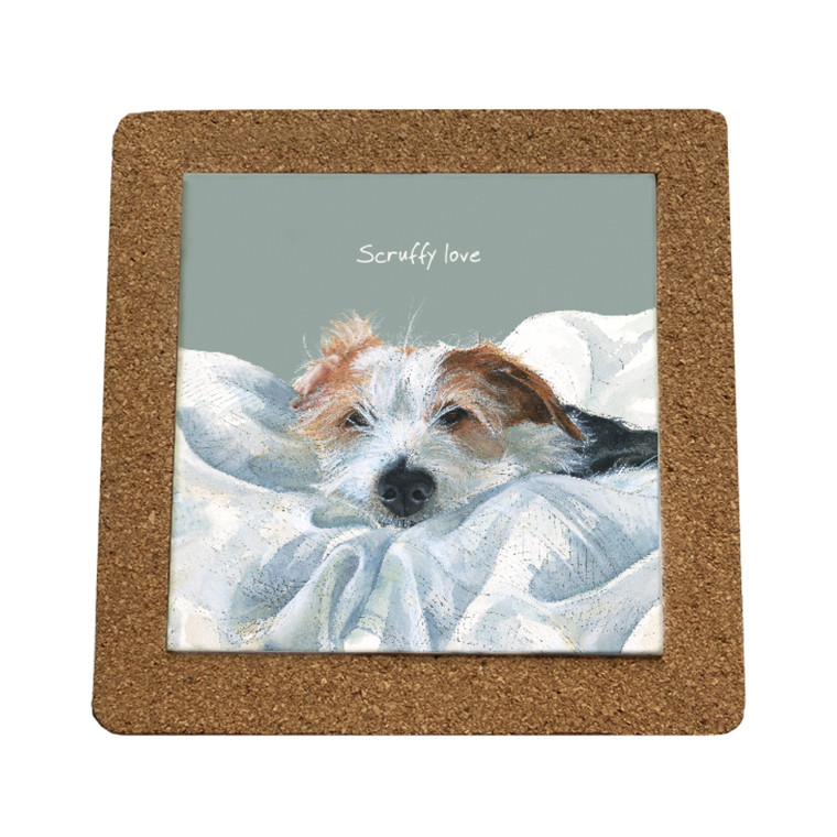 Dog Themed Trivet - Terrier Jack Russell Scruffy Love