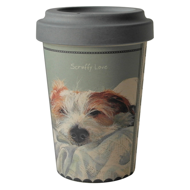 Dog Print Bamboo Travel Mug - Scruffy Love