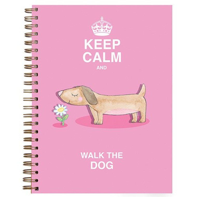 Dog Themed A5 Notebook - Keep Calm Dog Pink