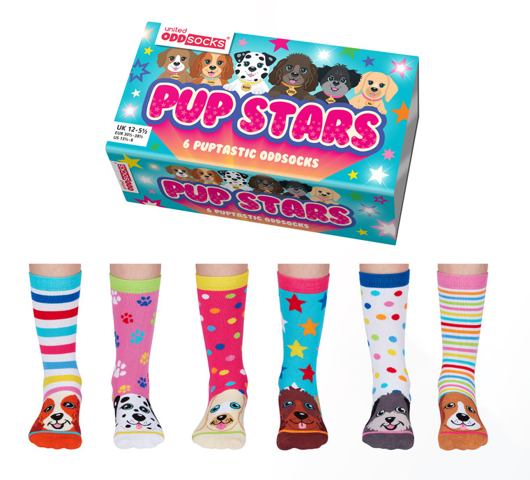 Novelty Socks Box - Pup Stars