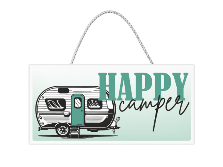 Small Printed Dog Plaque - Happy Camper