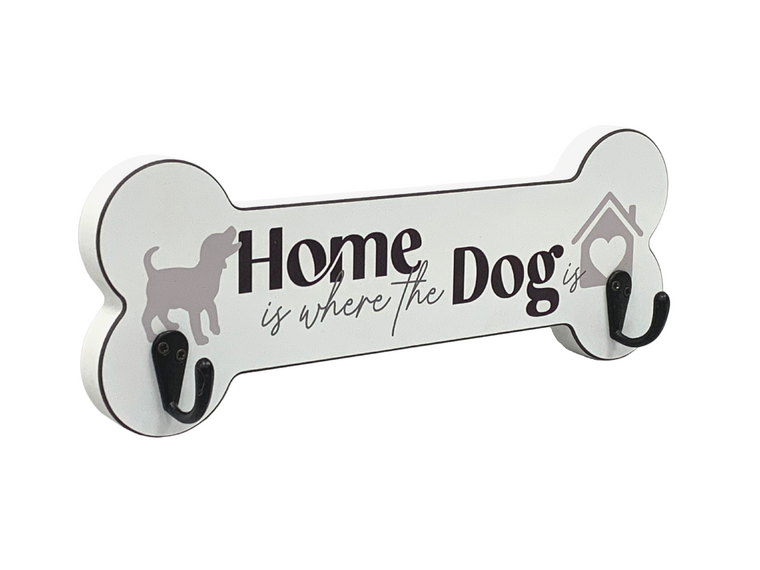 Wooden Dog Bone Lead Holder - Home Is