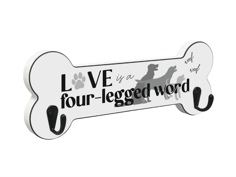 Wooden Dog Bone Lead Holder - Love Four Legged