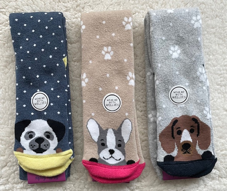 Ladies Socks Dog Design Front