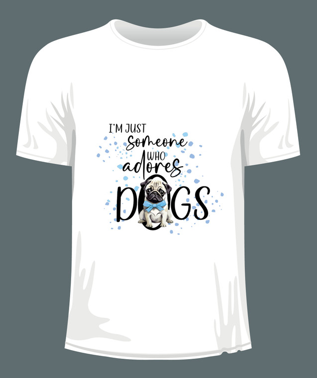 Pug Dog Adult Unisex T-Shirt - Adores Dogs Blue Splash