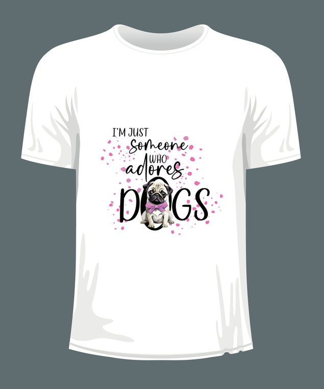 Pug Dog Adult Unisex T-Shirt - Adores Dogs Pink Splash