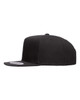 Dick in Yellow Heat Pressed Flat Bill Hat - Adult Black Twill Snap Back Adjustable Cap