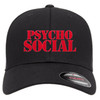 PsychoSocial Red Heat Pressed Slipknot Black Curved Bill Hat - Adult Flexfit Stretch Cap