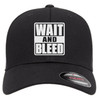 Wait and Bleed White Heat Pressed Slipknot Black Curved Bill Hat - Adult Flexfit Stretch Cap