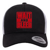Wait and Bleed Red Heat Pressed Slipknot Black on White Curved Bill Hat - Adult Mesh Trucker Snapback Cap