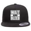 Wait and Bleed White Heat Pressed Slipknot Flat Bill Hat - Adult Black Twill Snapback Cap
