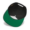 flat bill snapback has a green colored underbill