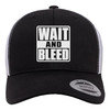 Wait and Bleed White Heat Pressed Slipknot Black on White Curved Bill Hat - Adult Mesh Trucker Snapback Cap