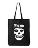 Misfits Fiend Punk Rock Cotton Canvas Reusable Shopping Bag 27L Large Black Tote