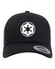 Star Force Imperial Cog Emblem Heat Pressed Black on Black Curved Bill Hat - Adult Mesh Trucker Snap Back Cap