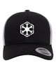Star Force Sith Lord Dark Side Heat Pressed Black on White Curved Bill Hat - Adult Mesh Trucker Snap Back Cap