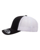 Middle Finger Original Heat Pressed Black on White Curved Bill Hat - Adult Mesh Trucker Snap Back Cap