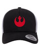 Star Force Rebel Alliance Red Heat Pressed Black on White Curved Bill Hat - Adult Mesh Trucker Snap Back Cap