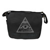 Black Cotton Canvas Military Messenger Bag 15" x 11" x 6" - Custom Transparent Illuminati Eye