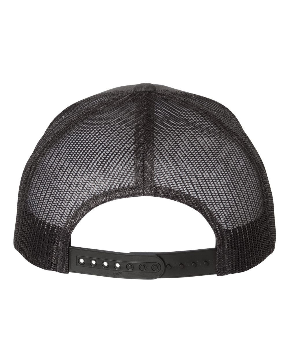 Dick in Red Heat Pressed Grey on Black Curved Bill Hat - Adult Mesh Trucker Snap Back Cap