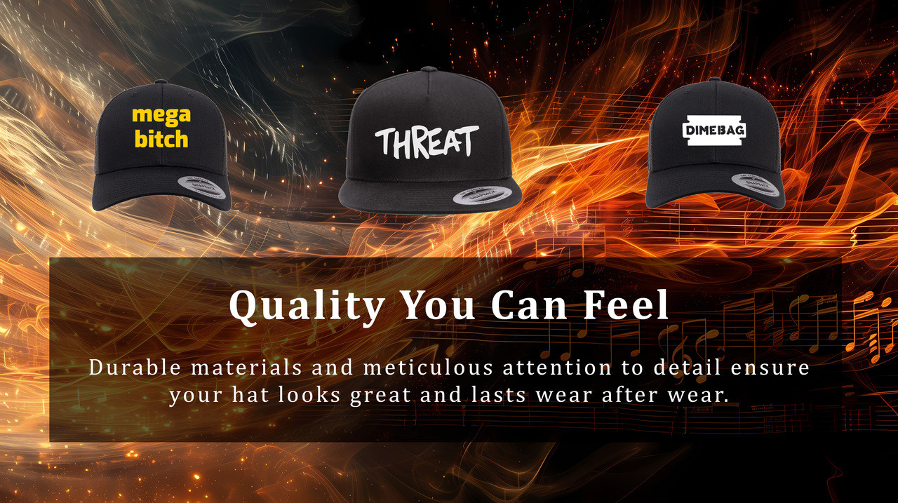 Flat bill visor, Closed back. Stretch fitted.Â  Clean seam undervisor, 8-row stitching on visor. Patch Heat Weld adhesive is engineered for a permanent hold & locks the patch secure to the fabric.  This stuff is strong and holds through heat, humidity, and daily wear.