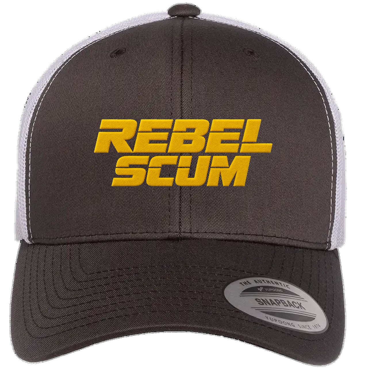 Grey Black Curved Trucker Scum Yellow