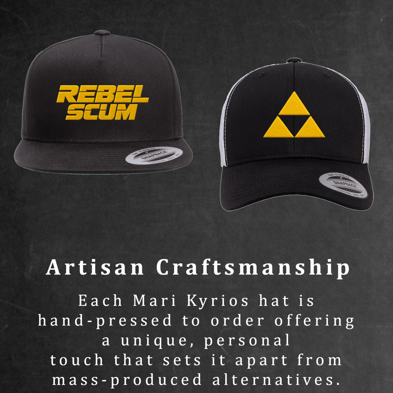Sales text and hat display for Mari Kyrios