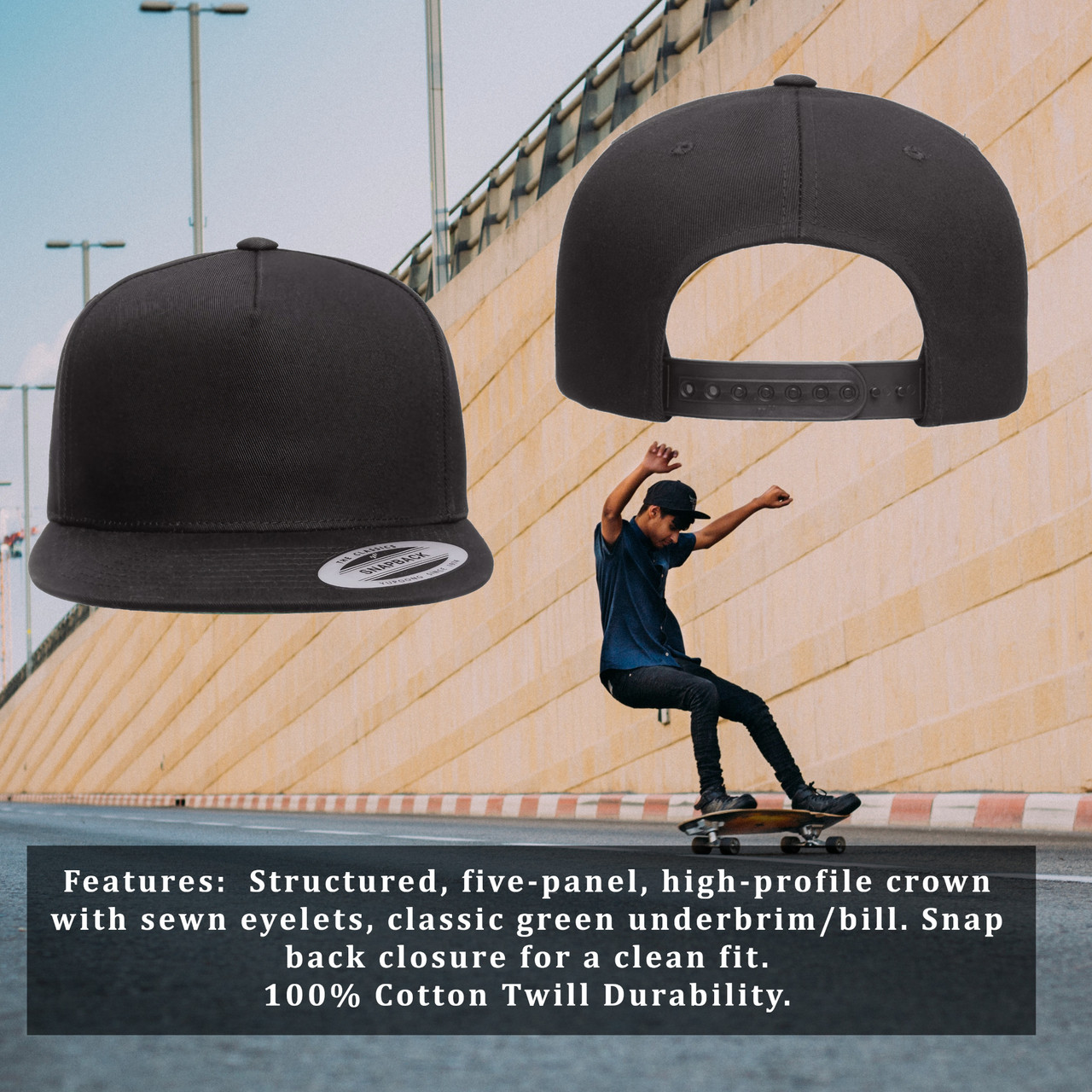 PsychoSocial Red Heat Pressed Slipknot Flat Bill Hat - Adult Black Twill Snapback Cap