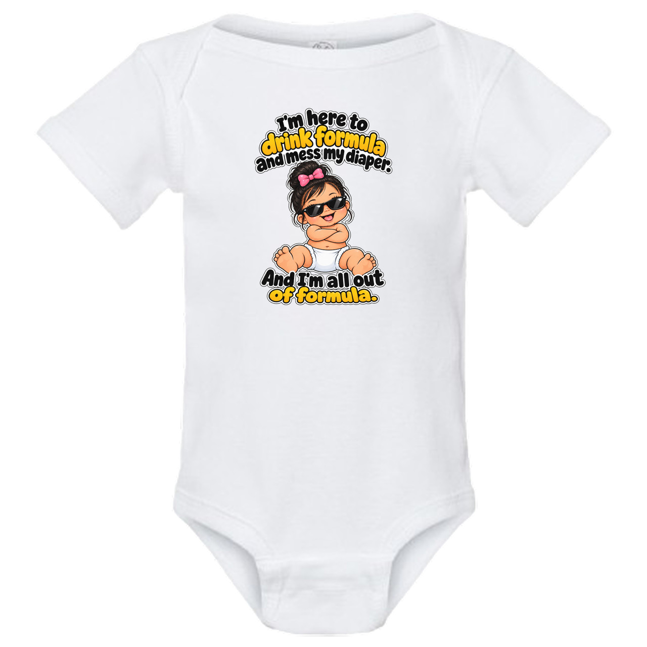 Drink Formula Asian Girl Funny Baby Onesie & Infant White Bodysuit