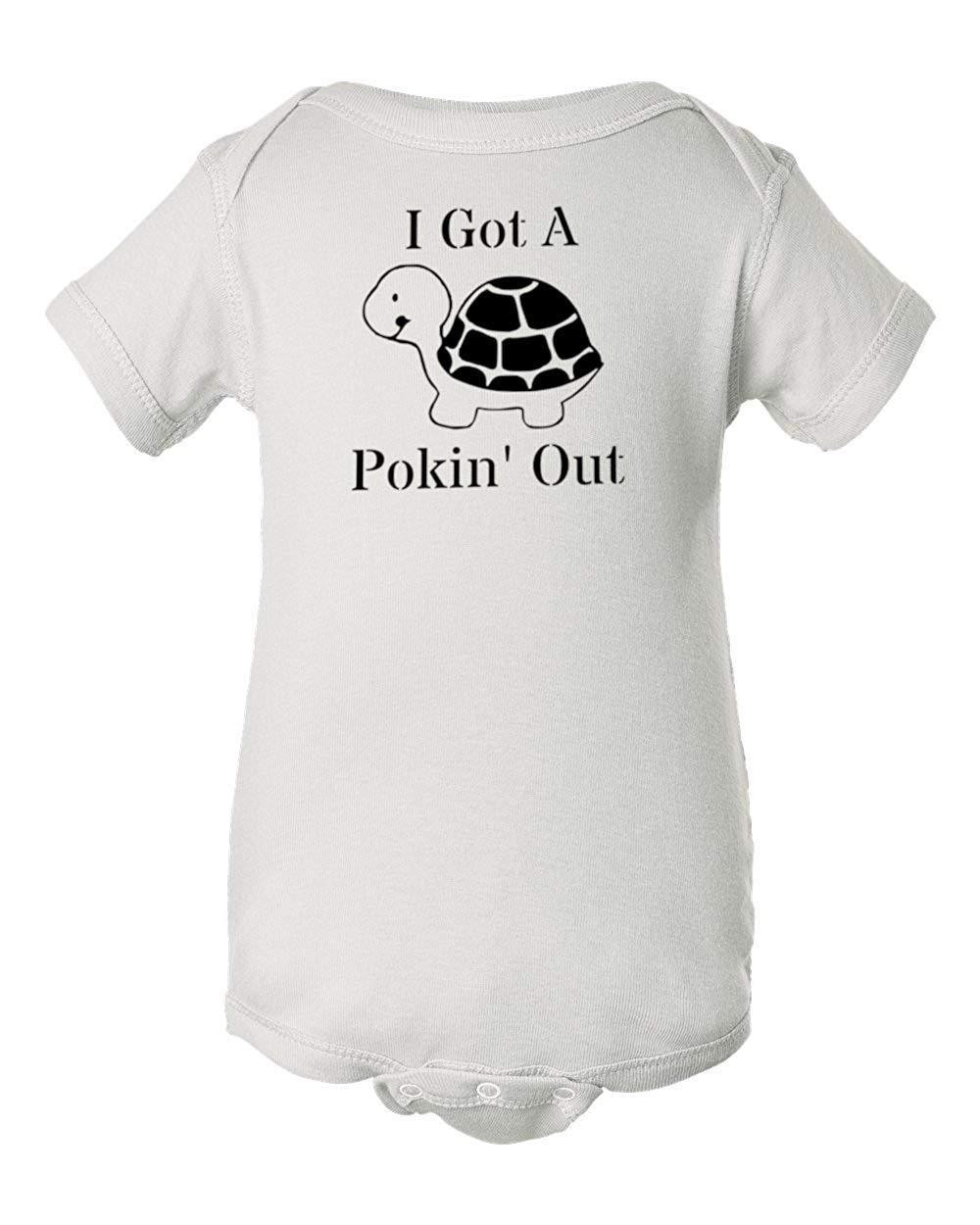 Turtle Poking Out Funny Baby Onesie & Infant White Bodysuit