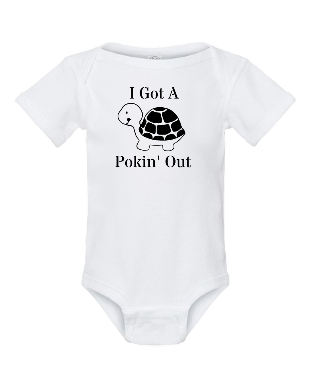 Turtle Poking Out Funny Baby Onesie & Infant White Bodysuit