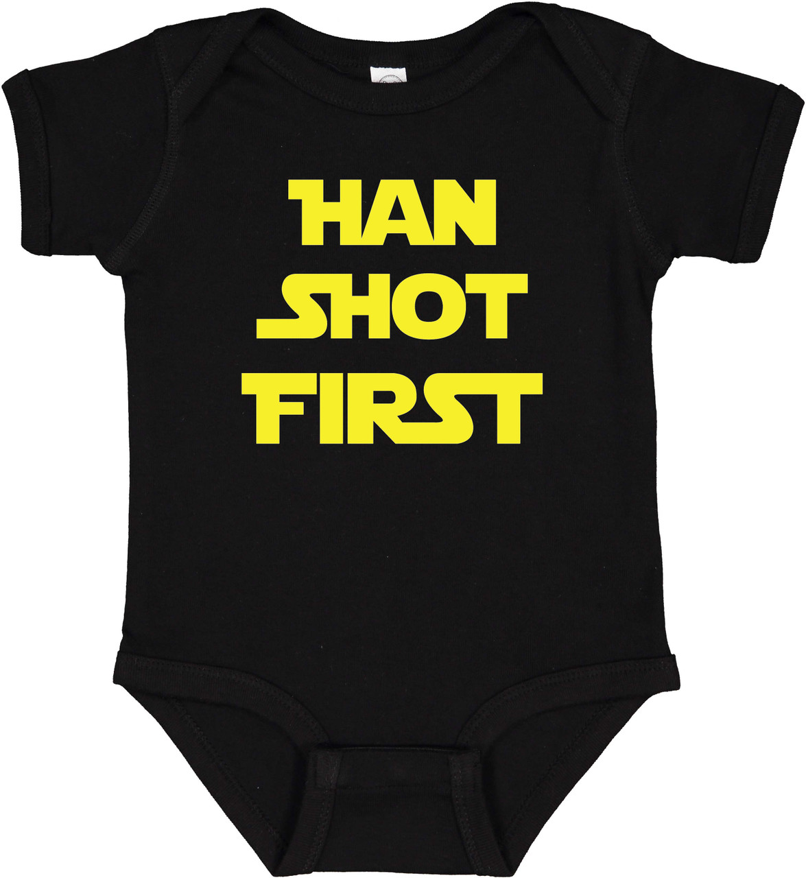 Mari Kyrios Han Shot First Star Force Baby Bodysuit Onesie Black