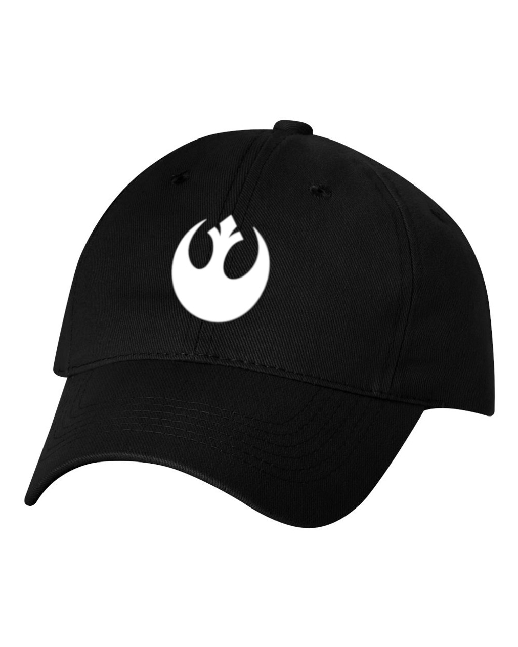 Star Force Rebel Alliance White Emblem Heat Pressed Hat - Adult Black Twill Adjustable Cap
