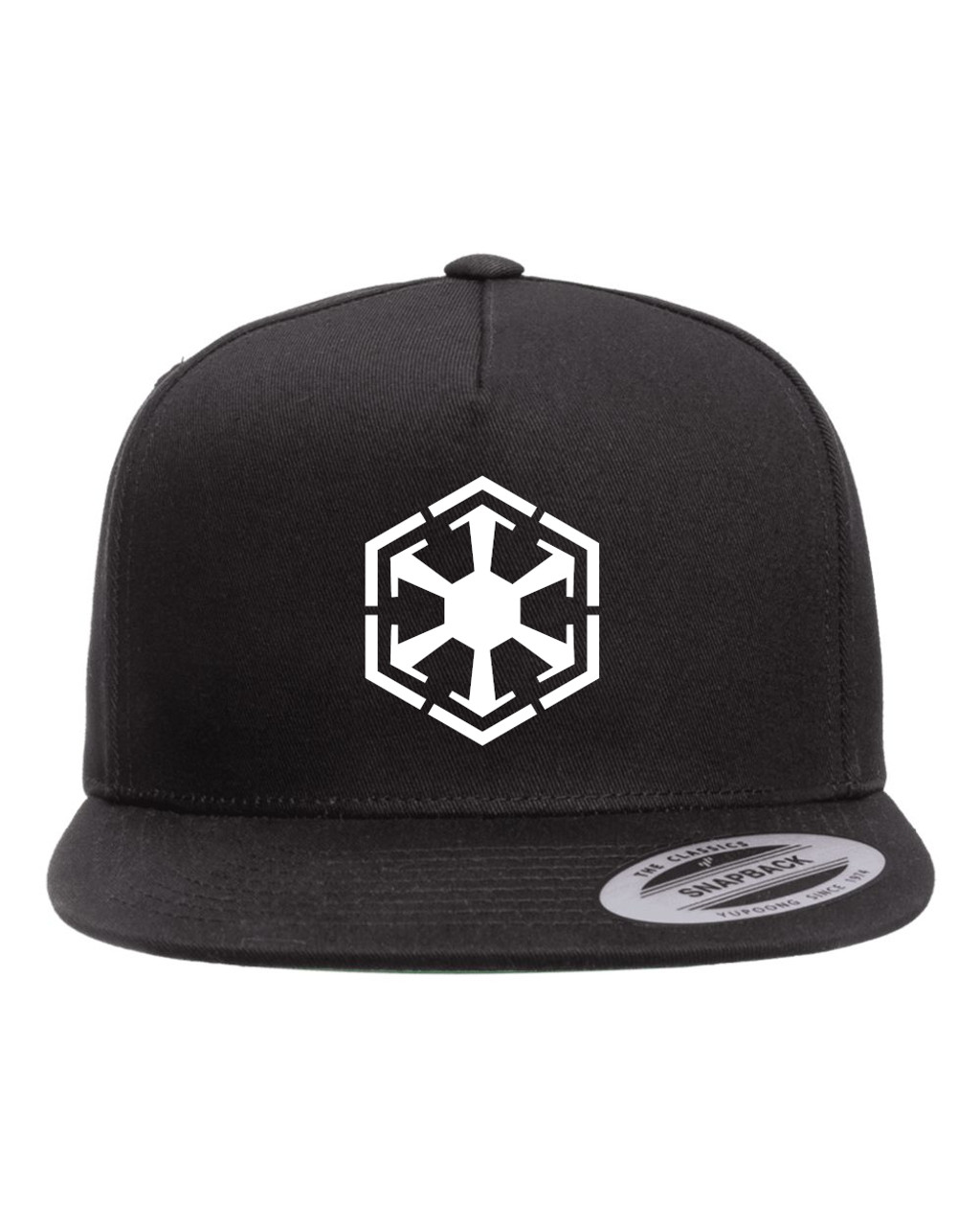 Star Force Sith Lord Dark Side Heat Pressed Flat Bill Hat - Adult Black Twill Snap Back Adjustable Cap