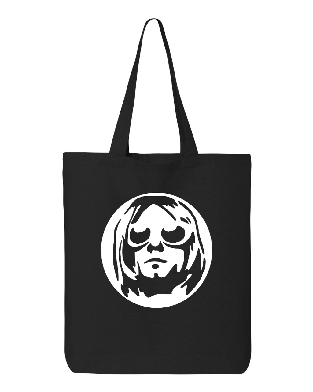 Original Cobain Grunge Punk Rock Nirvana Cotton Canvas Reusable Shopping Bag 12L Small Black Tote