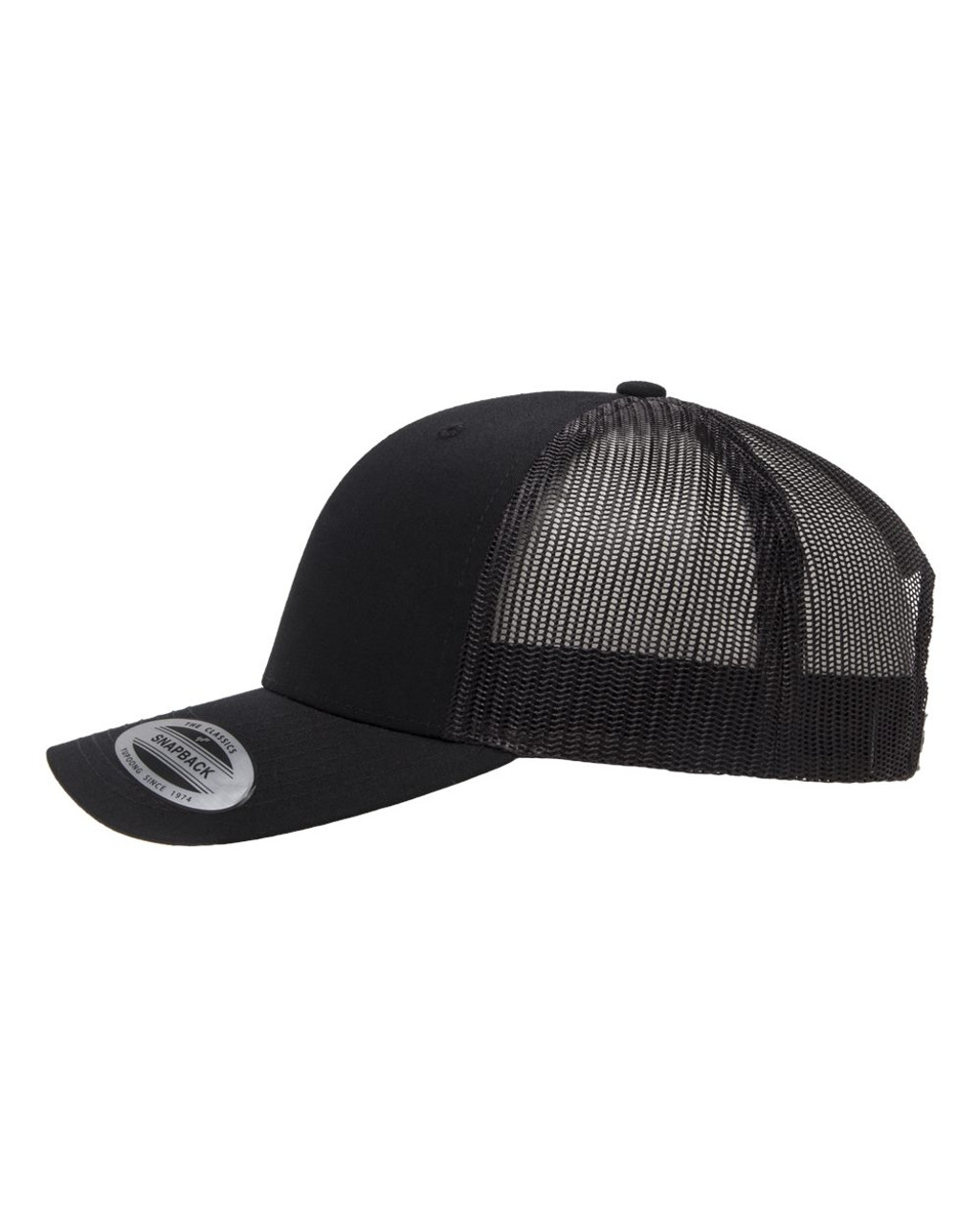 Star Force Imperial Cog Emblem Heat Pressed Black on Black Curved Bill Hat - Adult Mesh Trucker Snap Back Cap