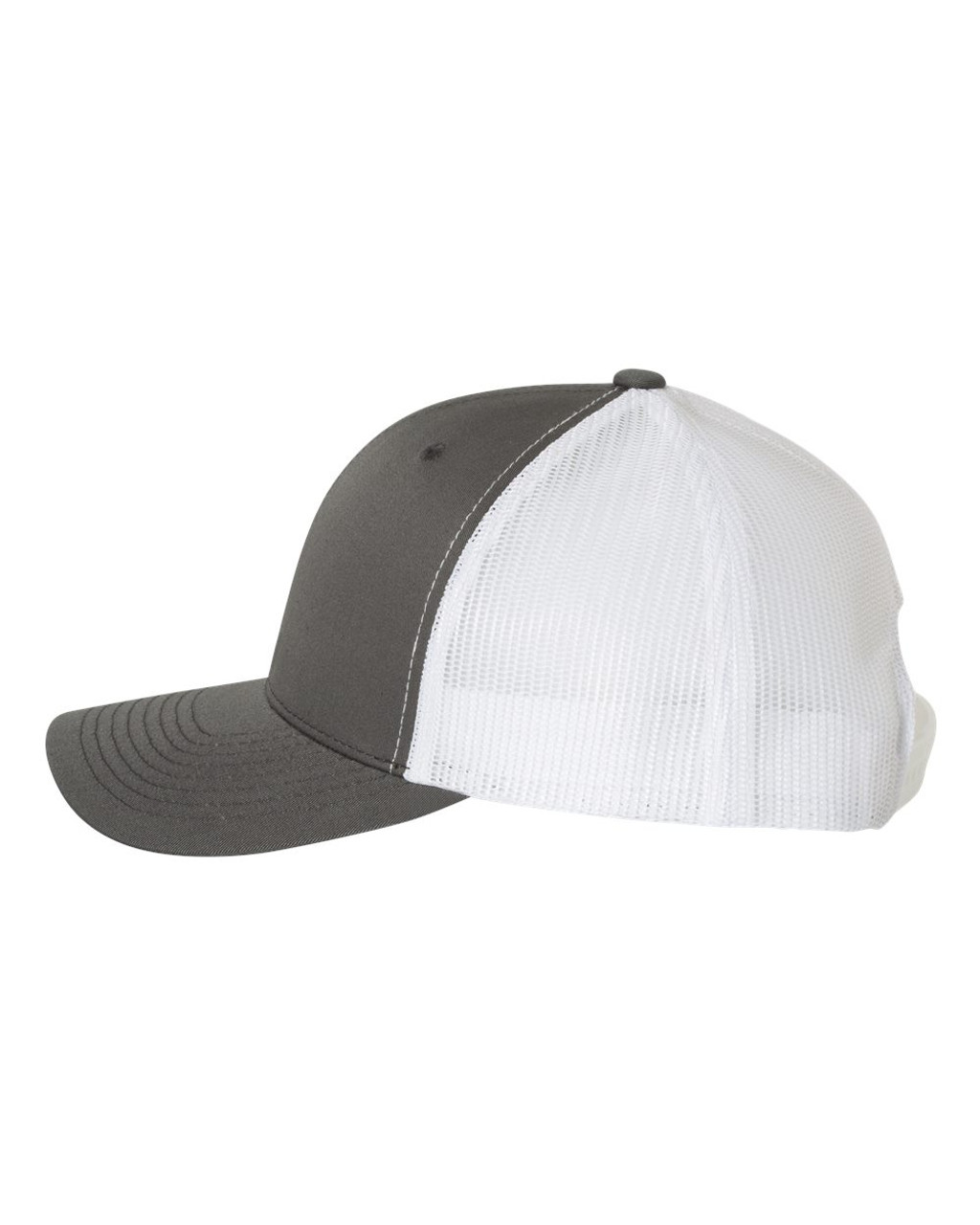 Cock Bag Original Heat Pressed Grey on White Curved Bill Hat - Adult Mesh Trucker Snap Back Cap