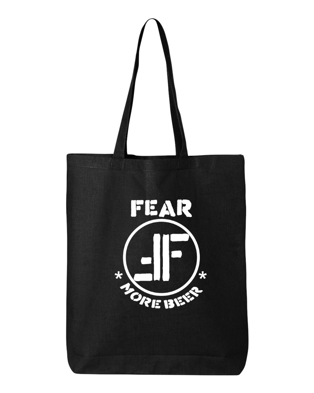 Original Fear More Beer Punk Rock Cotton Canvas Reusable Shopping Bag 12L Small Black Tote