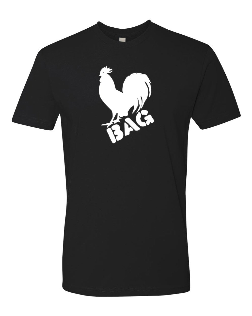 Cock Bag Apparel Black Fine Cotton Short Sleeve T-Shirt for Adults - White Logo