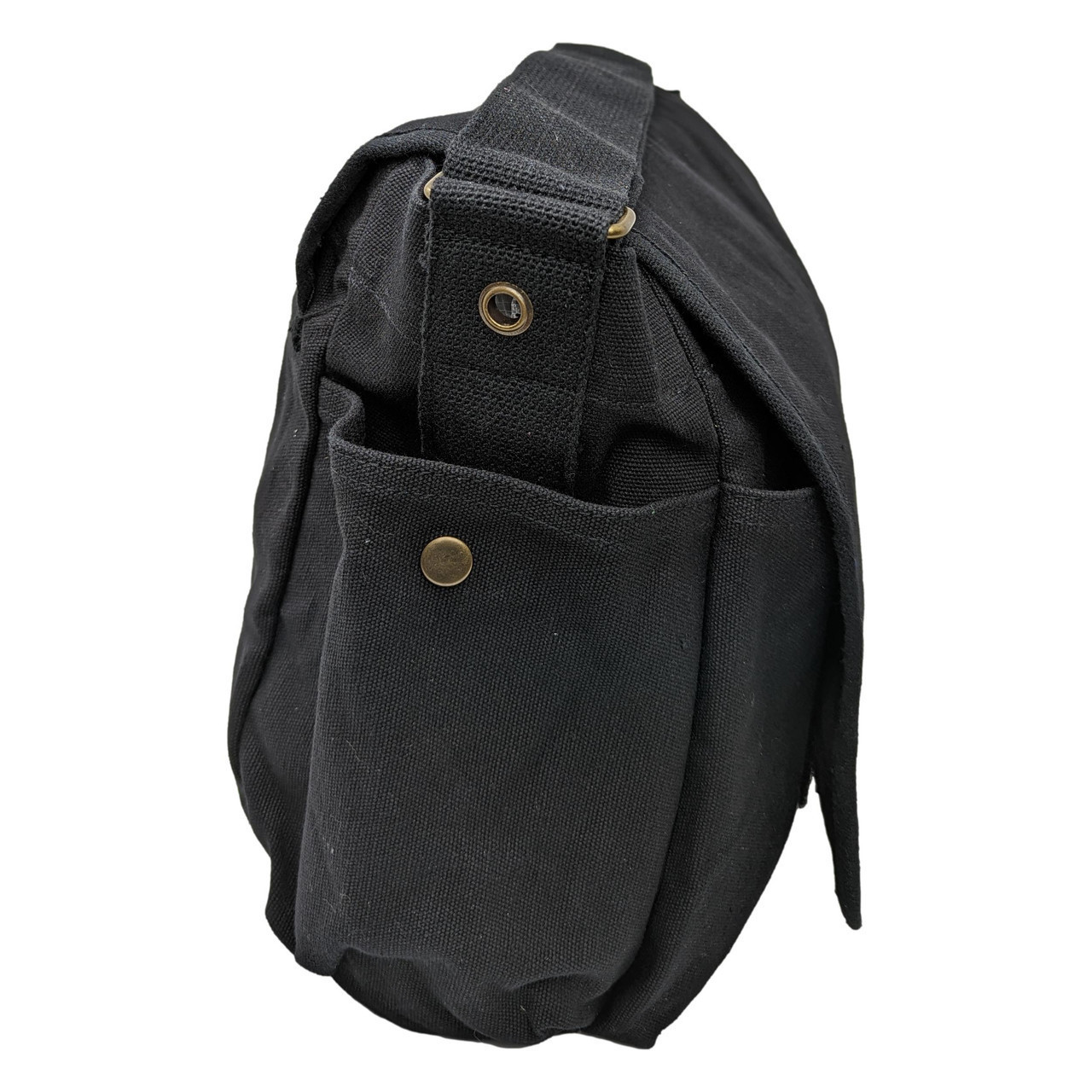 Charcoal Cotton Canvas Military Messenger Bag 15" x 11" x 6" - Custom Transparent Middle Finger