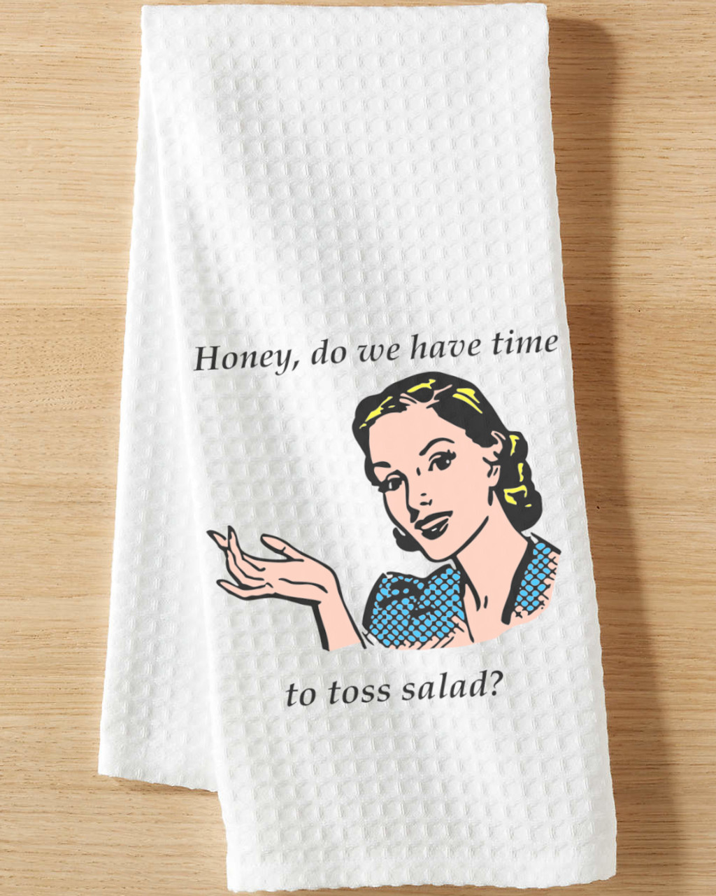 Retro 50s Toss Salad Funny Anime Toon Microfiber Dish & Bathroom Hand Towel 16x24 Inches