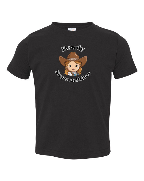Howdy Sugar Britches Cowgirl Funny Original Baby Infant & Toddler Black T-Shirt Howdy Sugar Britches Cowgirl Funny Original Baby Infant & Toddler Black T-Shirt